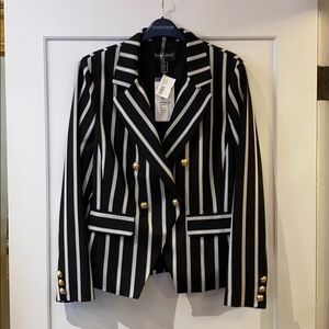 Black and White Striped Fashion Blazer